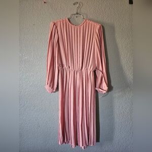Vintage Monica Richards Chiffon  Midi Dress Pink Check Pictures For Measurements
